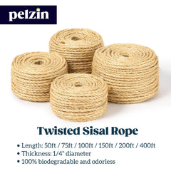 Pelzin sisal para proyectos caseros felinos, juguetes y estructuras.