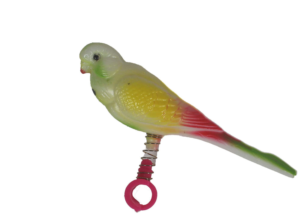 Figura acrílica Penn-Plax para aves, pequeña en resorte, facilita entretenimiento diario.