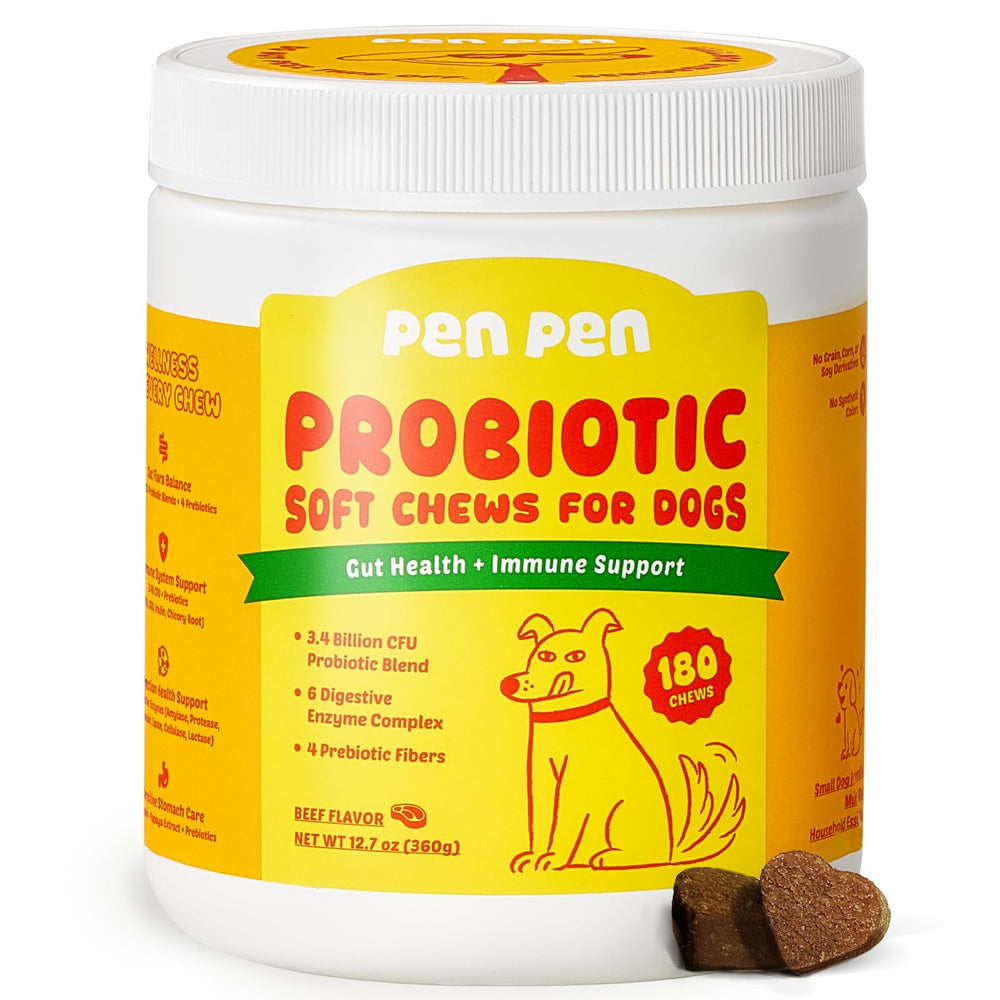 PENPEN Probióticos para perros: botella mostrada, soporte digestivo suave para tu mascota.
