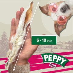 PEPPY DOG Orejas de conejo con pelo: textura crujiente para masticación diaria.