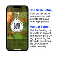 Etiqueta QR resistente al agua de Pet Dwelling para uso diario.
