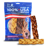 Pet Factory palitos trenzados de piel de res ternera, ideal para masticación prolongada