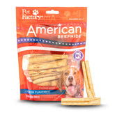 Pet Factory rollos mini de cuero americano sabor pollo en empaque, ideal para masticar con seguridad