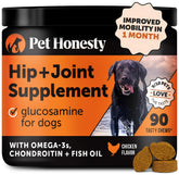 Pet Honesty Hip & Joint en empaque, fácil de almacenar para tu perro.
