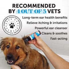 Pet Honesty Restore + Soothe: etiqueta mostrando aloe vera y microsilver BG para orejas.