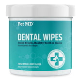 Toallitas dentales Pet MD para perros dejan aliento fresco.