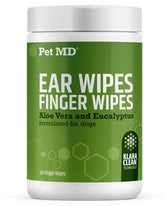 Pet MD toallitas para oídos de perro en dedo con aloe vera para limpieza suave