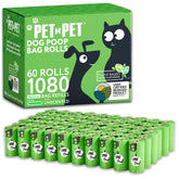 Bolsas PET N PET para excrementos, 1080 unidades en 60 rollos, listas para paseos.