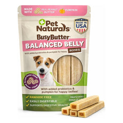 Pet Naturals BusyButter Balance Bones para perros pequeños, masticables y digestivos.