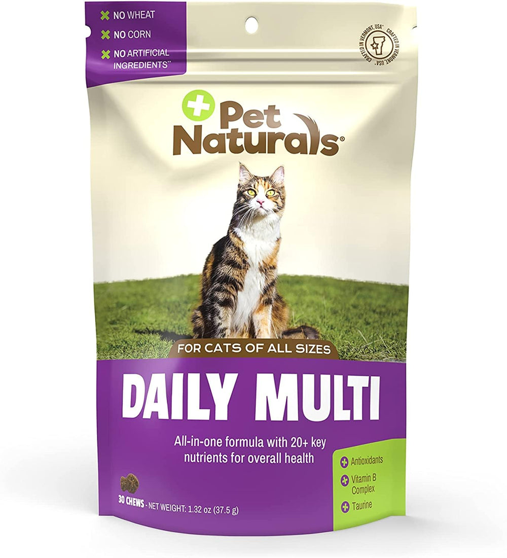 Pet Naturals multivitamĂnico diario para gatos, bocaditos sabor pescado, apoyo nutricional diario.