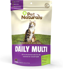 Pet Naturals multivitamĂnico diario para gatos, bocaditos sabor pescado, apoyo nutricional diario.