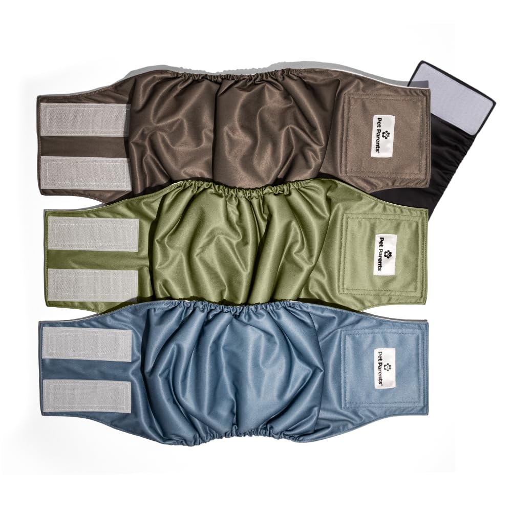 Pet Parents Bandas de barriga para perros machos, 3pack, ajuste cómodo.