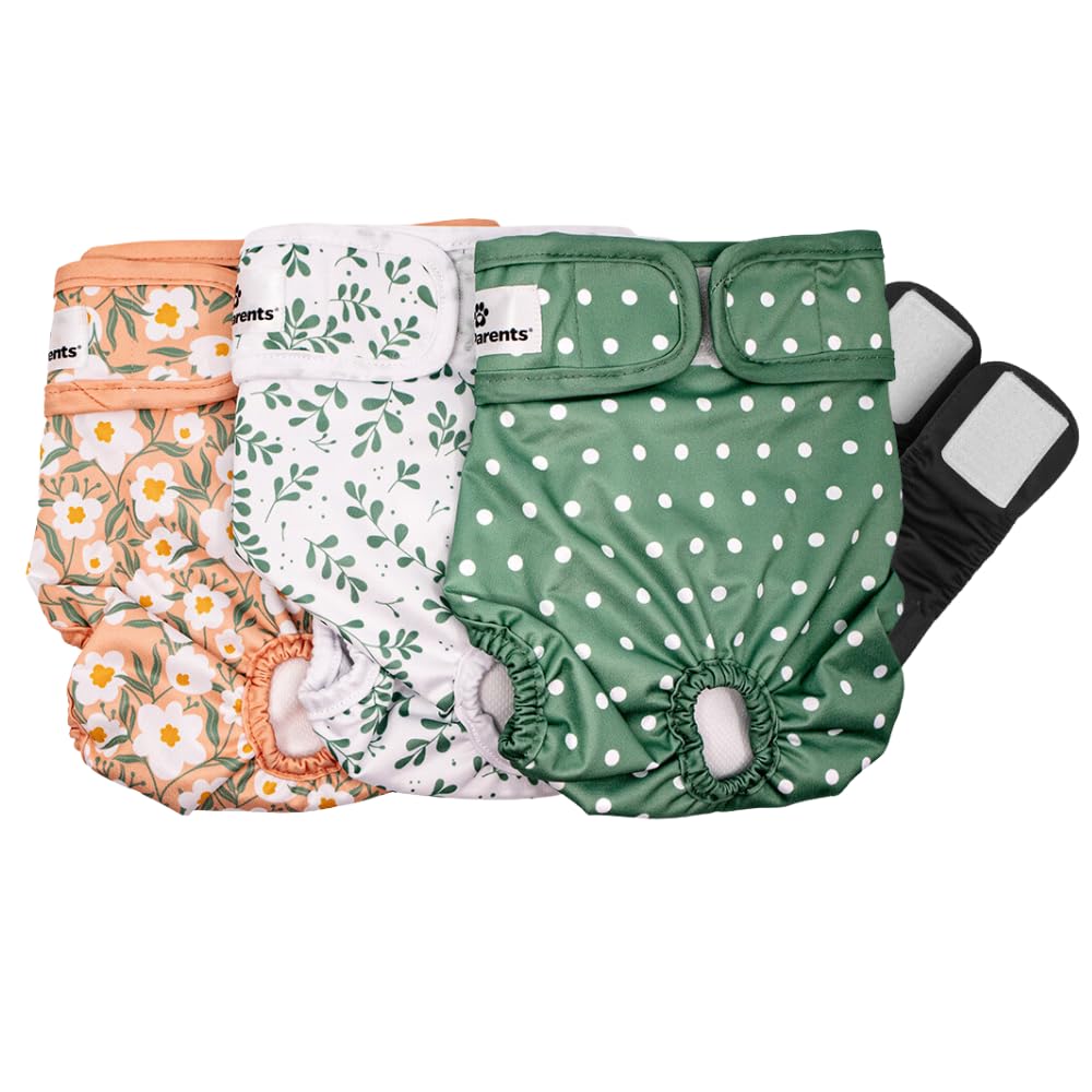 Pañales lavables Pet Parents Daisy con cierre de velcro seguro para un ajuste cómodo.