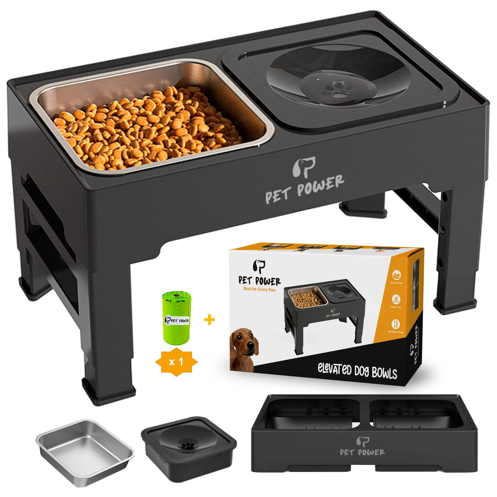 PET POWER comedero elevado con cuatro alturas para crecimiento cómodo
