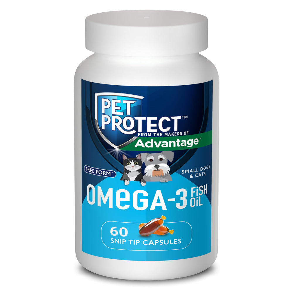 Botella Pet Protect Omega-3 para perros y gatos con 60 cápsulas que apoya una respuesta inflamatoria normal