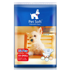 Pañales Pet Soft para perra XXPequeño con ajuste cómodo para la cintura
