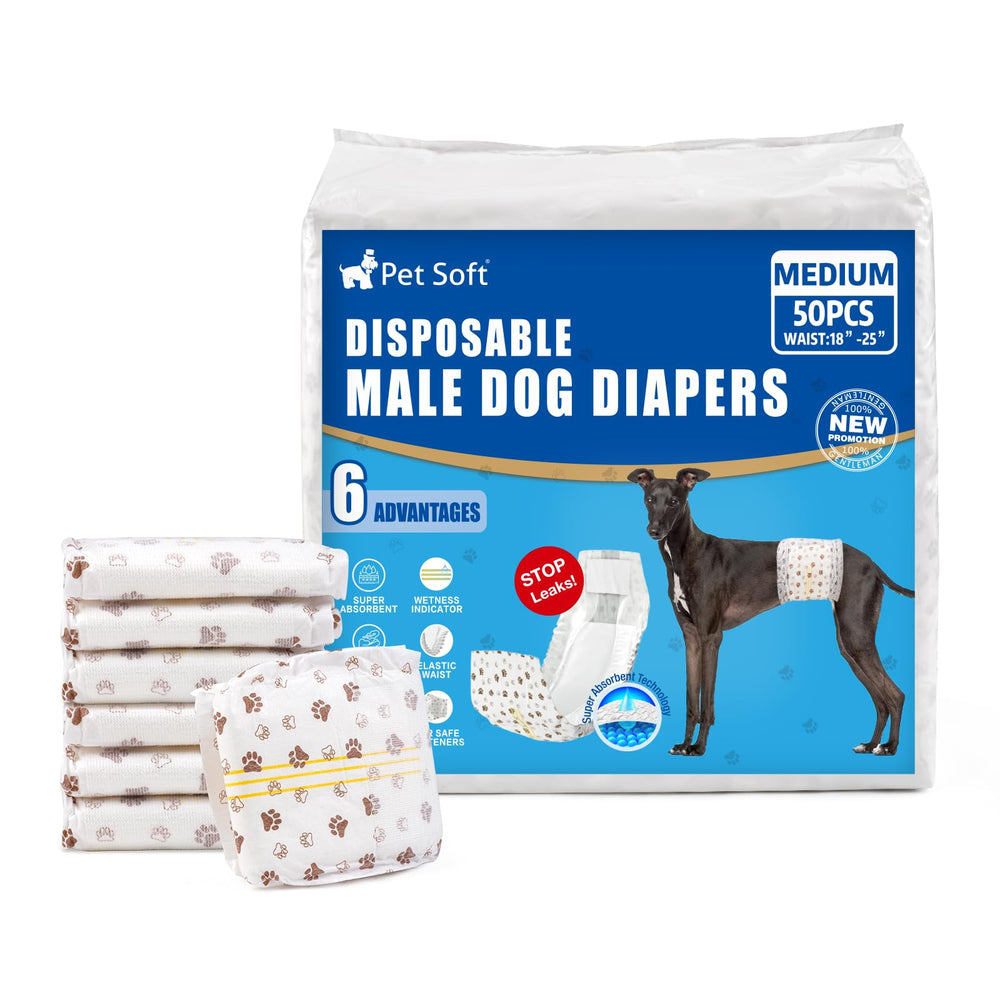 Panales Pet Soft para perro macho mediano en empaque práctico.