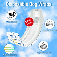 Panales Pet Soft para perro macho xsmall, cinta velcro ajustable para un ajuste seguro.