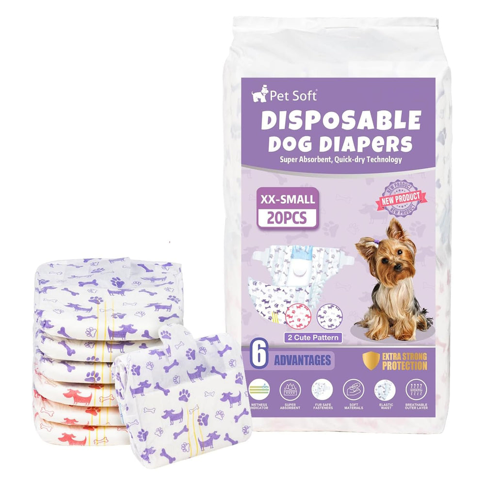 Pañales Pet Soft XXS con diseño mixto para perrito activo y cómodo