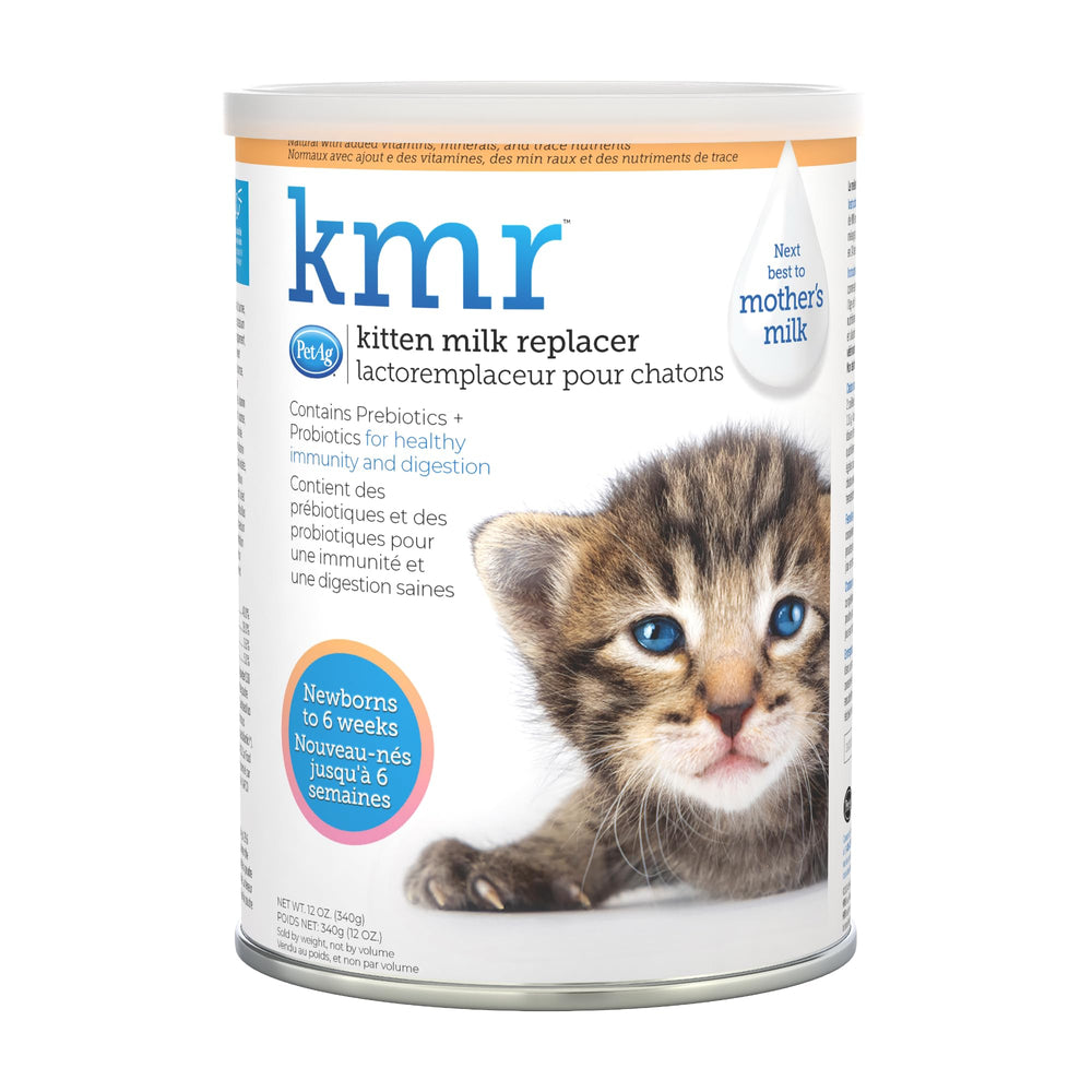 PetAg KMR polvo gatitos nuevos: apoya crecimiento y desarrollo en recién nacidos.