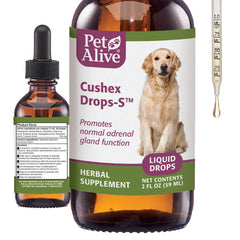 PetAlive Cushex Drops-S: botella frontal de 59 ml para equilibrio endocrino suave
