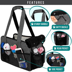 Transportín PetAmi con bolsillos laterales para accesorios esenciales.