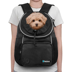 PetAmi mochila frontal con correa interior y hebilla, seguridad para mascotas.