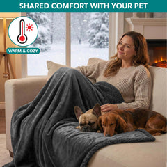 PetAmi Manta Impermeable para Perros y Gatos | Protege Muebles, Sherpa, Reversible y Lavable 60x40 – Gris