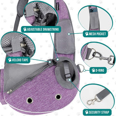 Portador PetAmi con malla ventilada, flujo de aire para mascota confortable.