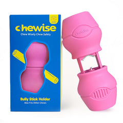 PetClan Chewise porta-bully-stick seguro para masticación controlada.