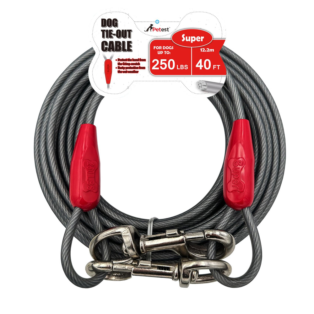 Petest cable sujecion 40 ft para perros grandes, libertad controlada al aire libre.