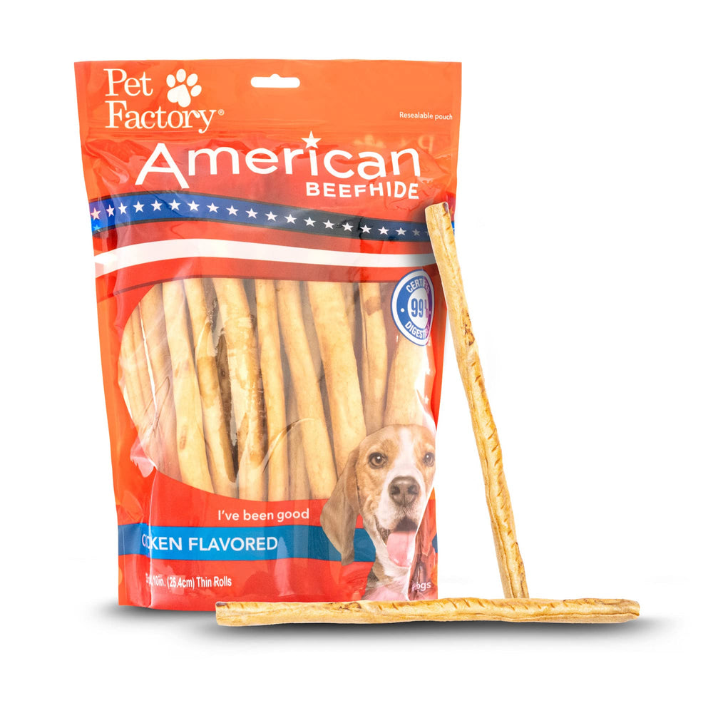 Pet Factory American Beefhide rolos-delgados-10pulgadas para perros grandes.