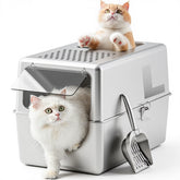 Petinstinct caja de arena de acero inoxidable grande con tapa, limpieza fácil y control de olores.