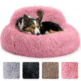 PetJett cama para perro redonda de 30 pulgadas rosa, suave y reconfortante.