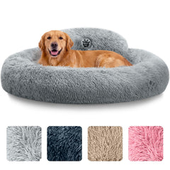 PetJett Cama Perro Redonda Gris: descanso suave para perros grandes.