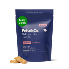 PetLab Co. Bocaditos de salmón en empaque, snack premium para perros