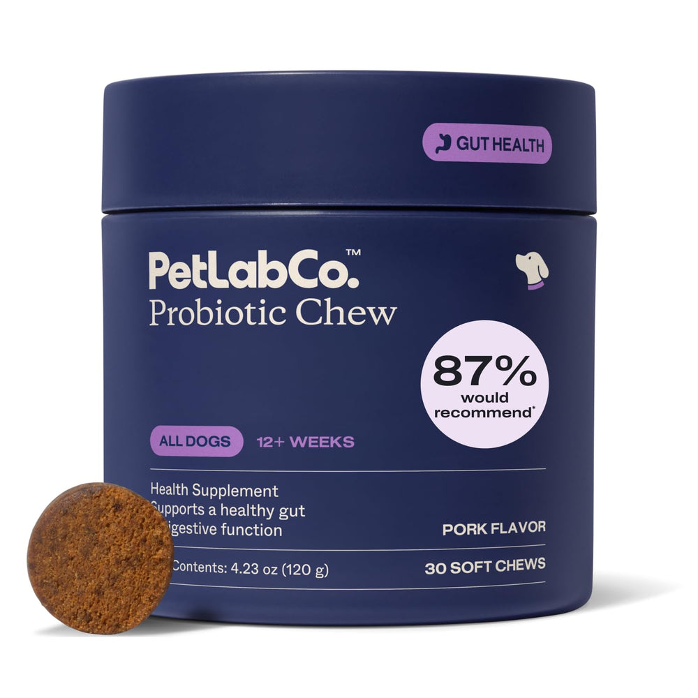 PetLab Co probióticos para perro, bolitas sabor cerdo, apoyo digestivo suave