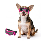 Gafas PETLESO XS para perros con diseño curvo y lentes que cubren todo el ojo.