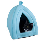 PETMAKER cama-cueva para gato interior azul ofrece refugio cálido para siestas.