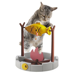 PetPals comedero lento para gatos con pez asado giratorio, ideal para jugar durante la comida