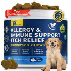 Petrivium alérgia para perros: alivio suave con masticables en bote.