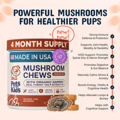 Gominolas de Pets Are Kids Too con hongo reishi para movilidad suave.