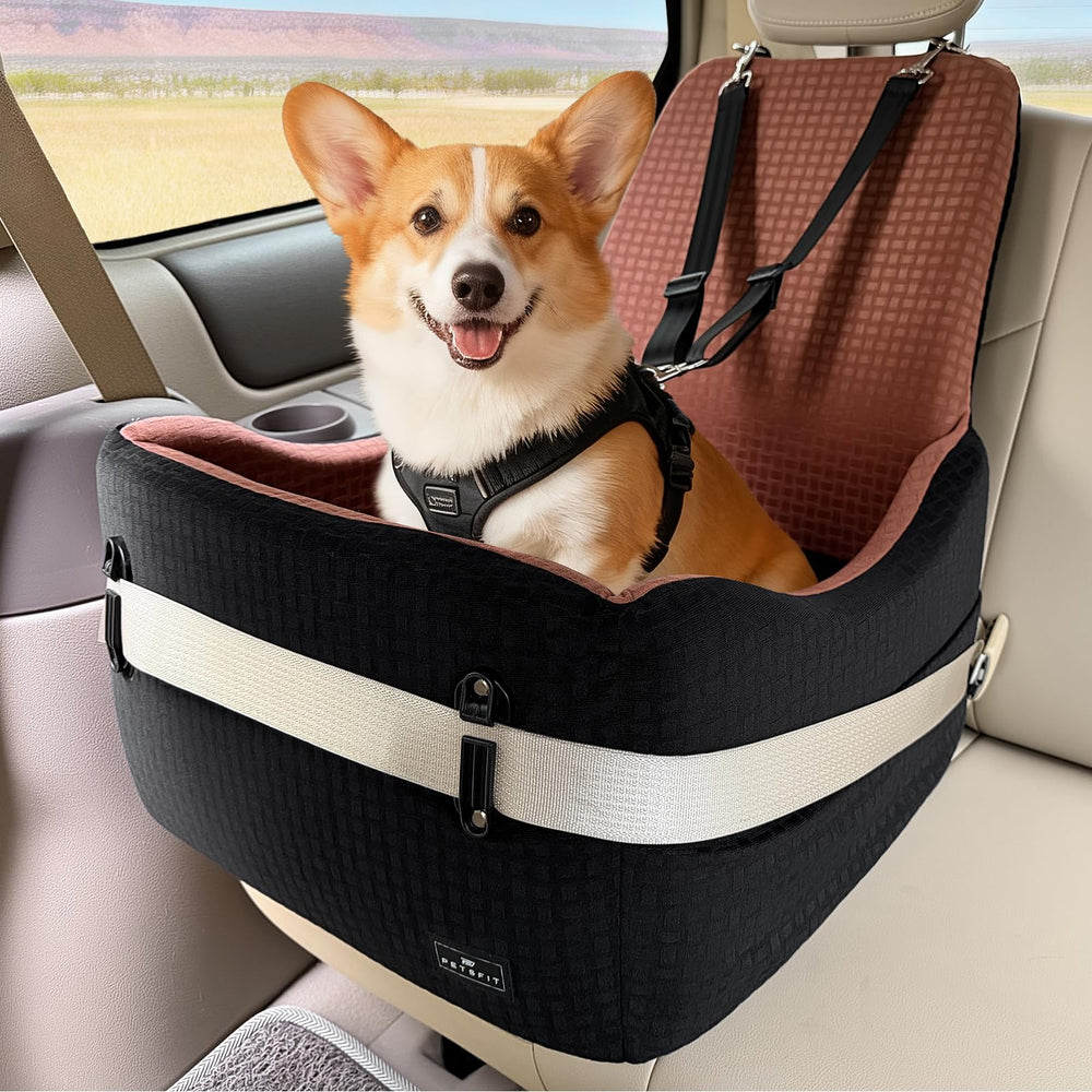 PETSFIT asiento para perros hasta 35 libras con sujeción segura en coche
