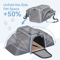 Almohadilla de felpa lavable en el transportín Petsfit para mayor comodidad.