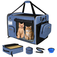 Petskd transportín XL para gato con caja de arena, ideal para viajar con varias mascotas
