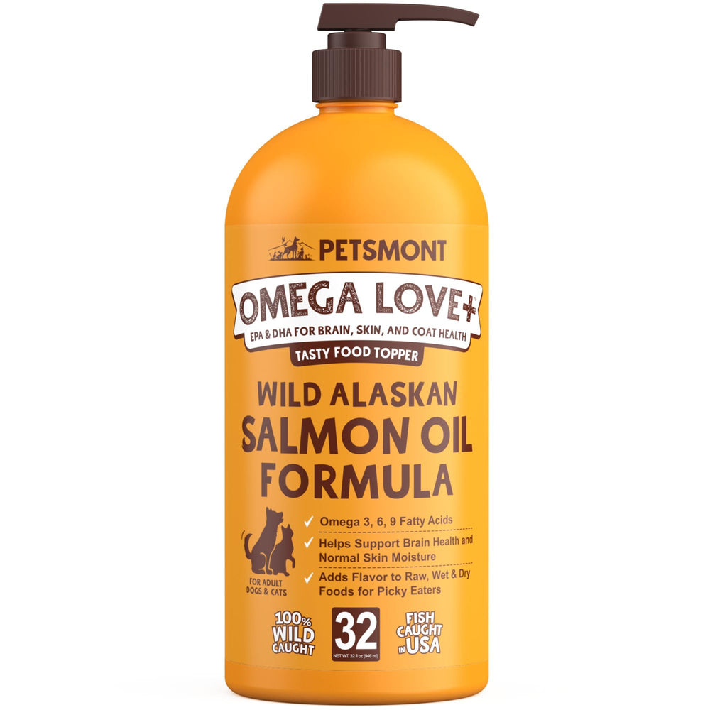 Petsmont Omega Love, botella con dispensador, fácil de dosificar para la comida del perro.