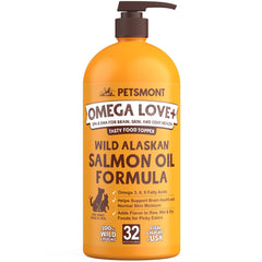 Petsmont Omega Love, botella con dispensador, fácil de dosificar para la comida del perro.