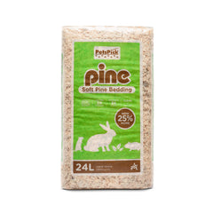 PETSPICK cama de pino natural para mascotas pequeñas, aroma fresco sin perfumes añadidos.