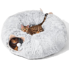 PETSTA túnel-gato-cama-en-forma-de-dona: refugio suave para tu felino.