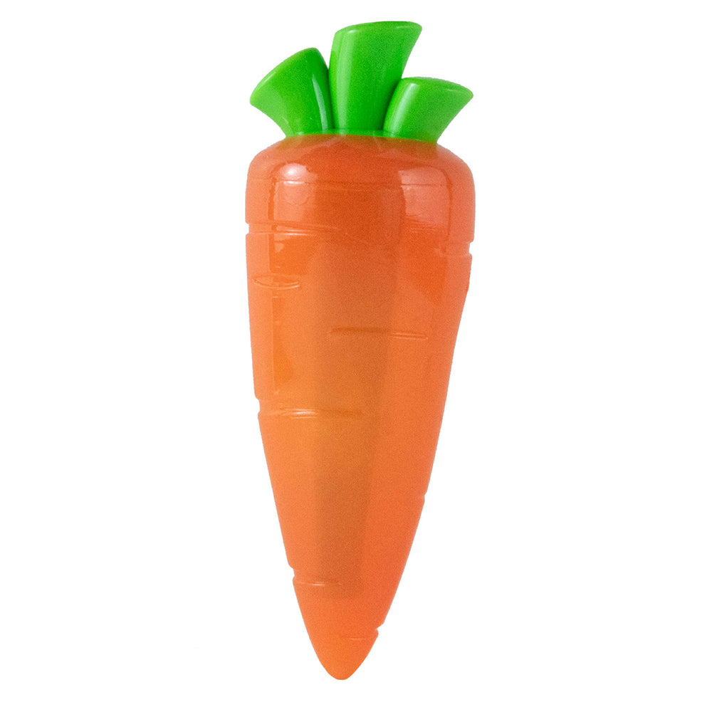 Petstages Crunch Veggies Zanahoria mordedor crujiente para perros, promueve masticación segura.